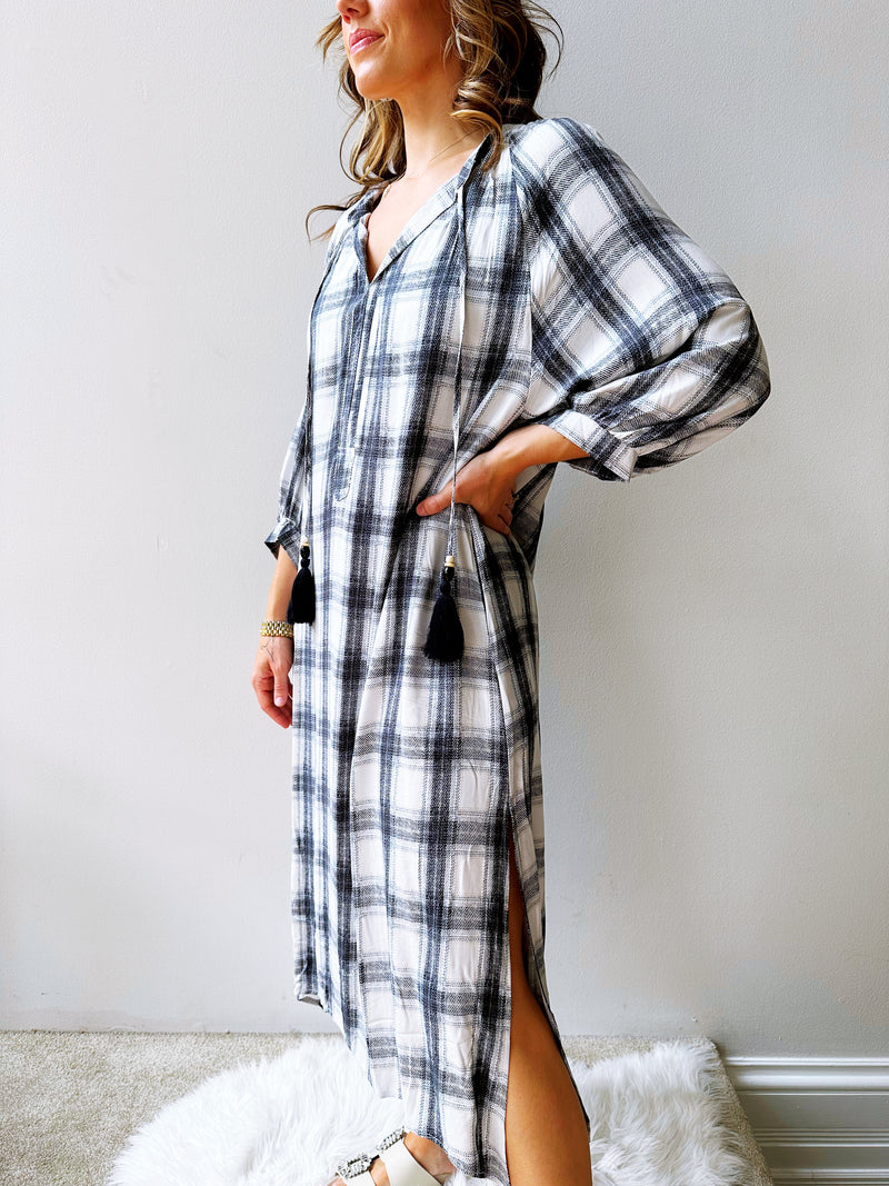 Plaid Tunic Midi Dress