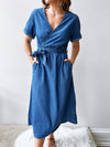 Denim Wrap Midi Dress