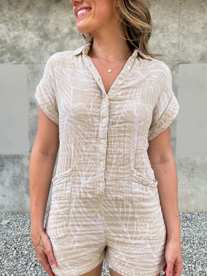 Tropics Button Front Romper