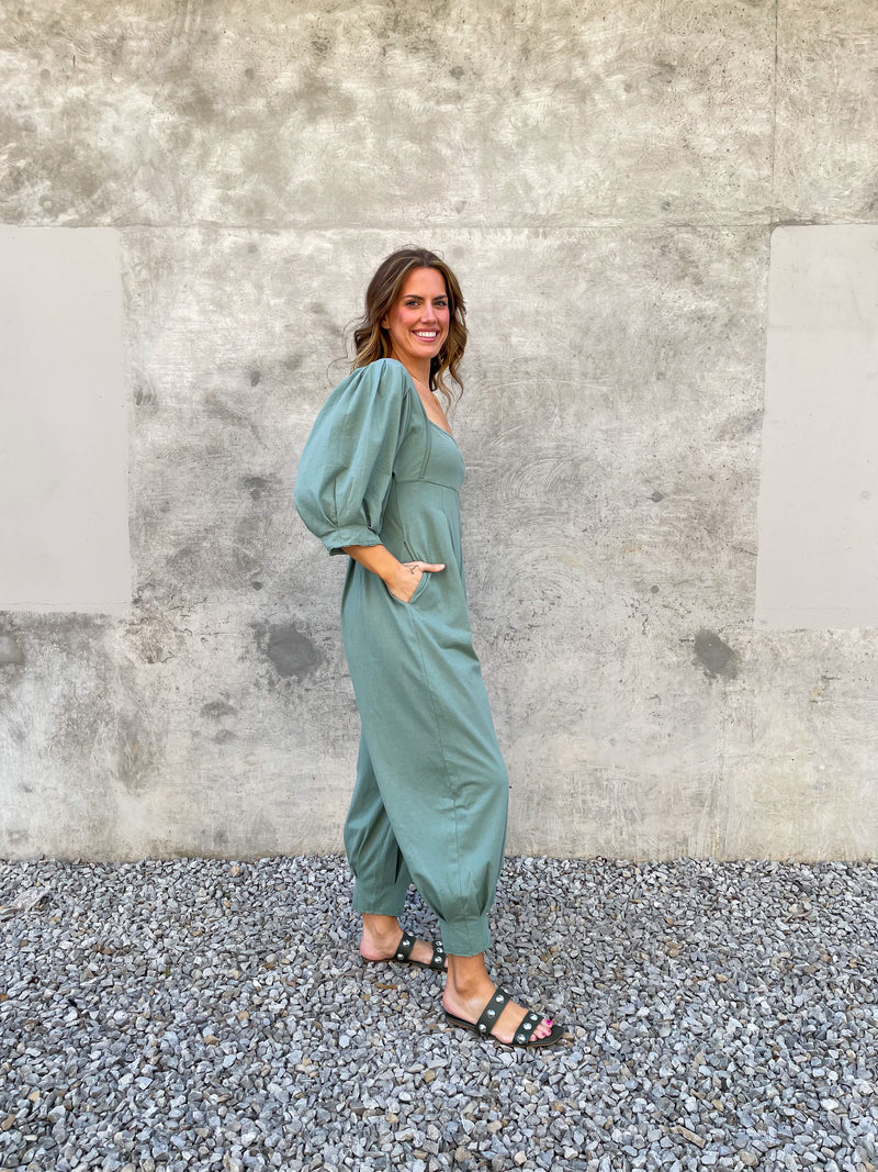 Lotta Love Romper in Washed Army