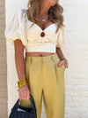 Cutout O Ring Crop Blouse