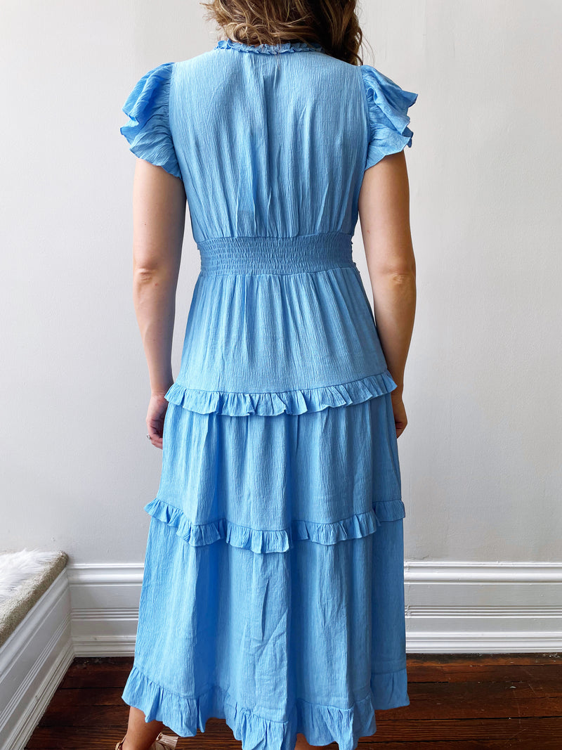 Ruffled Tea Length Dress