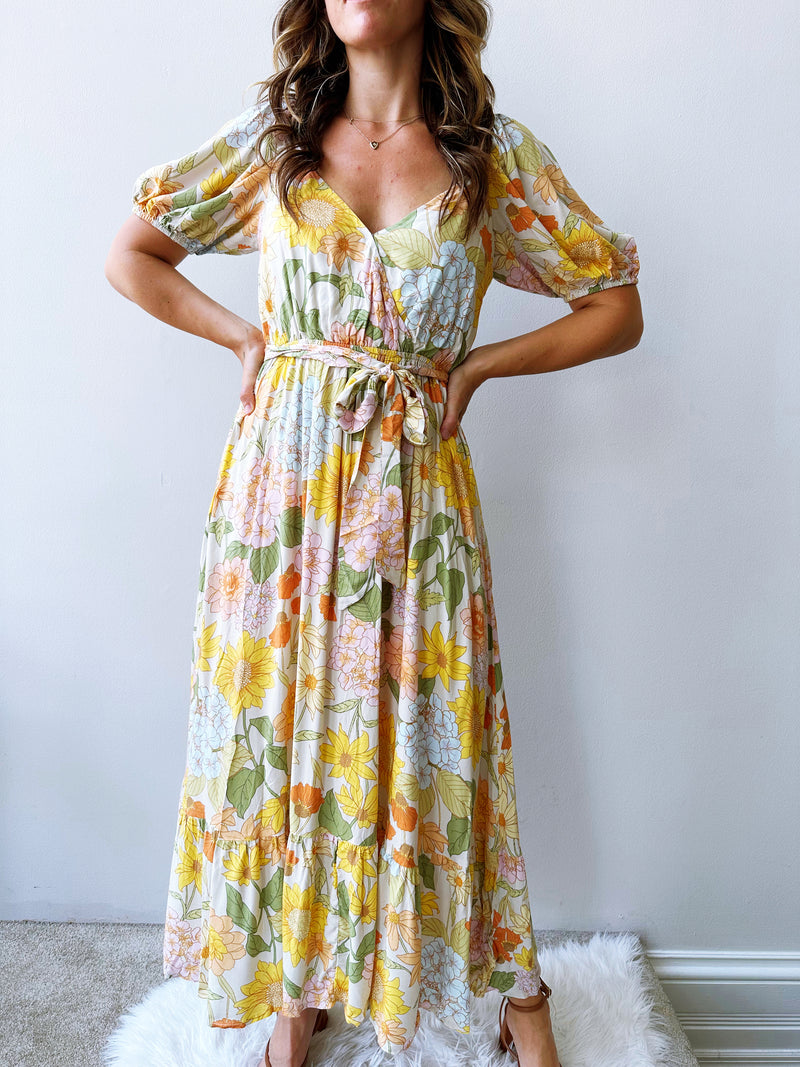 Fairy Puff Sleeve Midi Dress