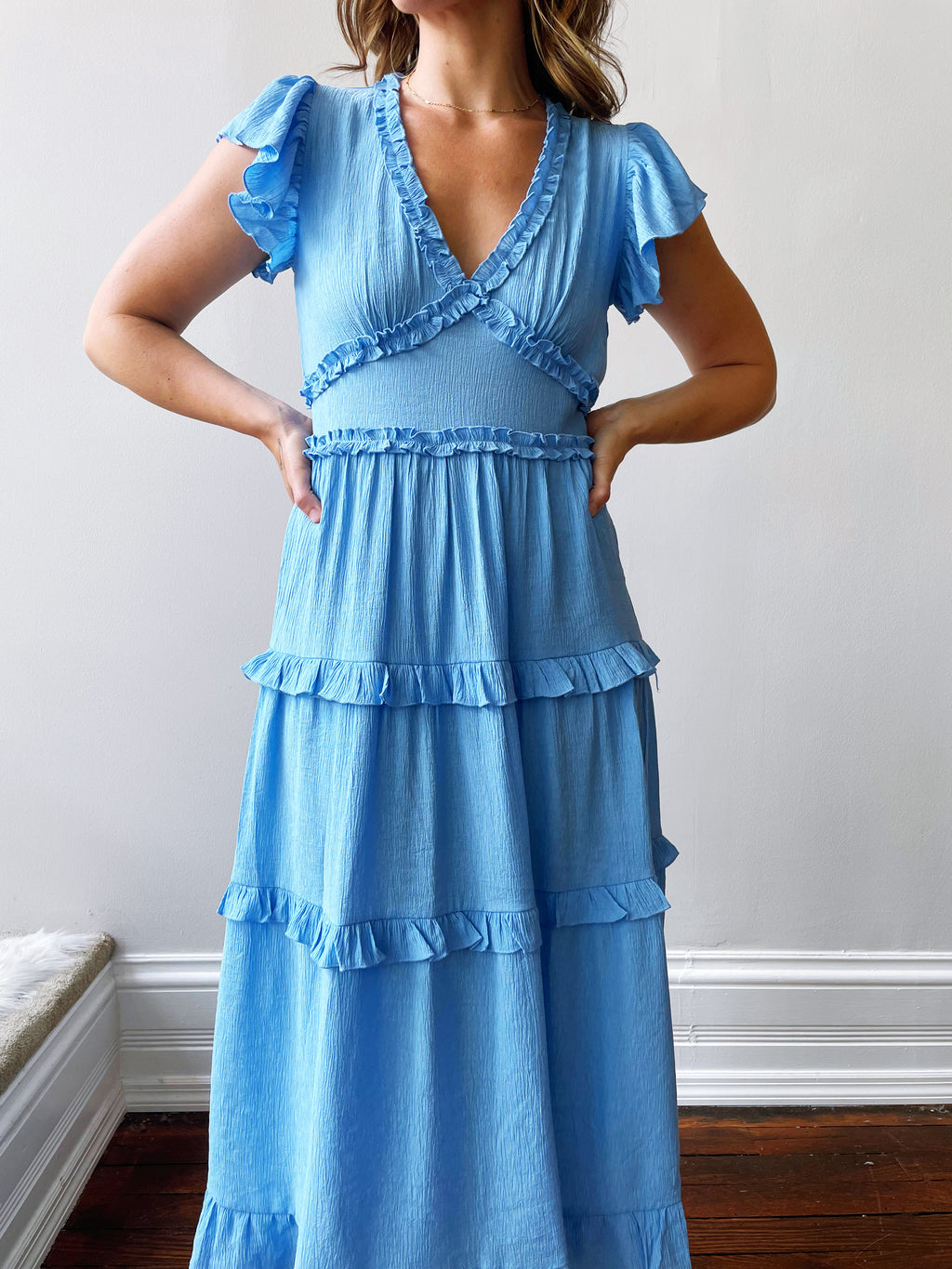 Ruffled Tea Length Dress