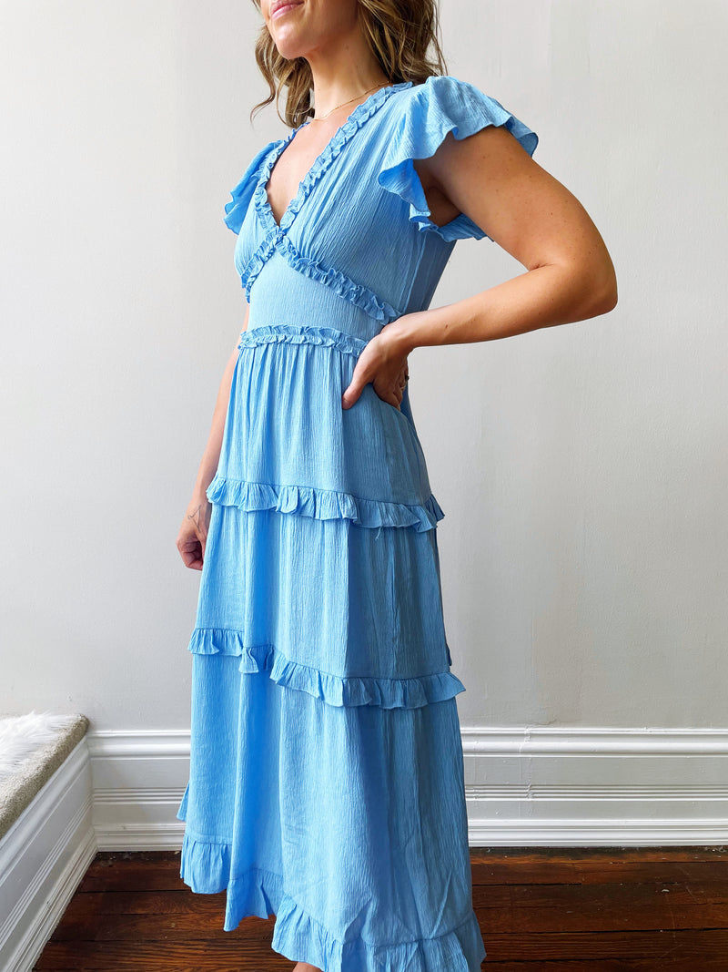 Ruffled Tea Length Dress