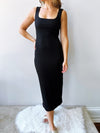 Twisted Back Midi Dress in Black