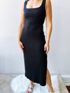 Twisted Back Midi Dress in Black