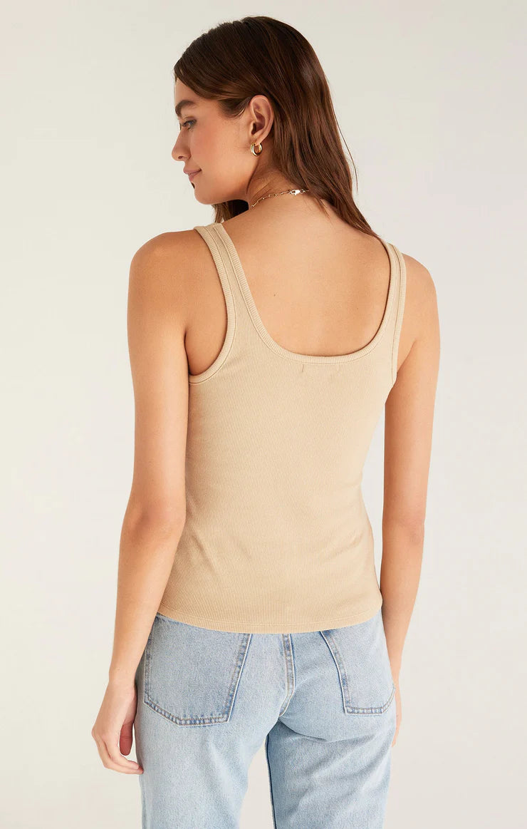 Audrey Rib Tank in Warm Sands