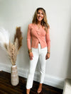 Twisted Ribbed Sweater Top in Clay