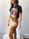 Colorblock Suede Mini Skirt
