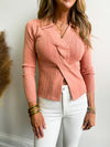 Twisted Ribbed Sweater Top in Clay