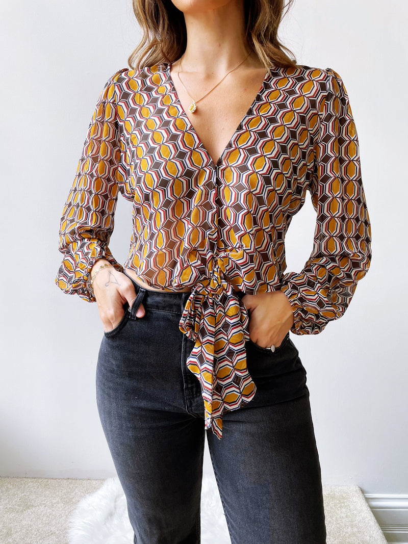 Groovy Tie Front Blouse