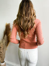 Twisted Ribbed Sweater Top in Clay