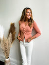 Twisted Ribbed Sweater Top in Clay