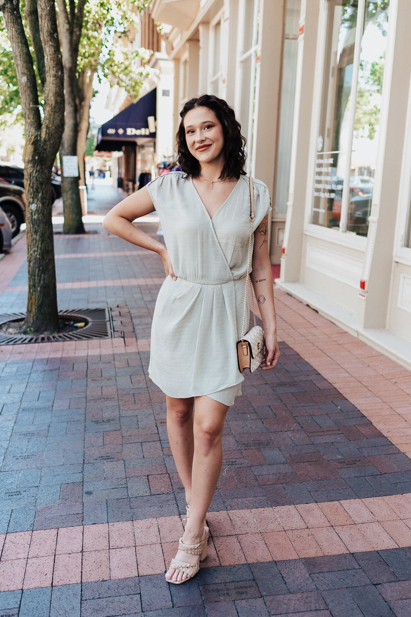 Breezy Sage Wrap Dress