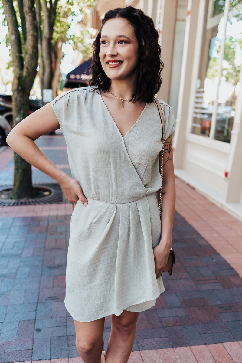 Breezy Sage Wrap Dress