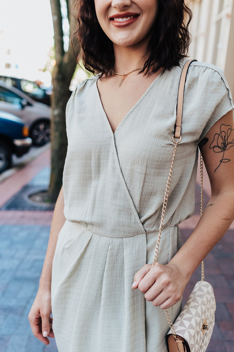 Breezy Sage Wrap Dress