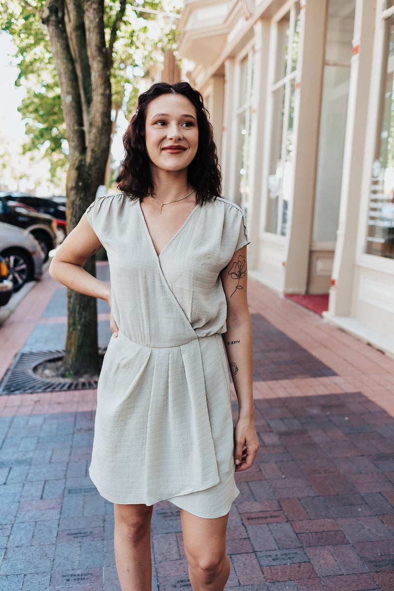 Breezy Sage Wrap Dress