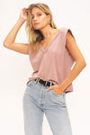 Lexi Exaggerated Shoulder Crop Tank