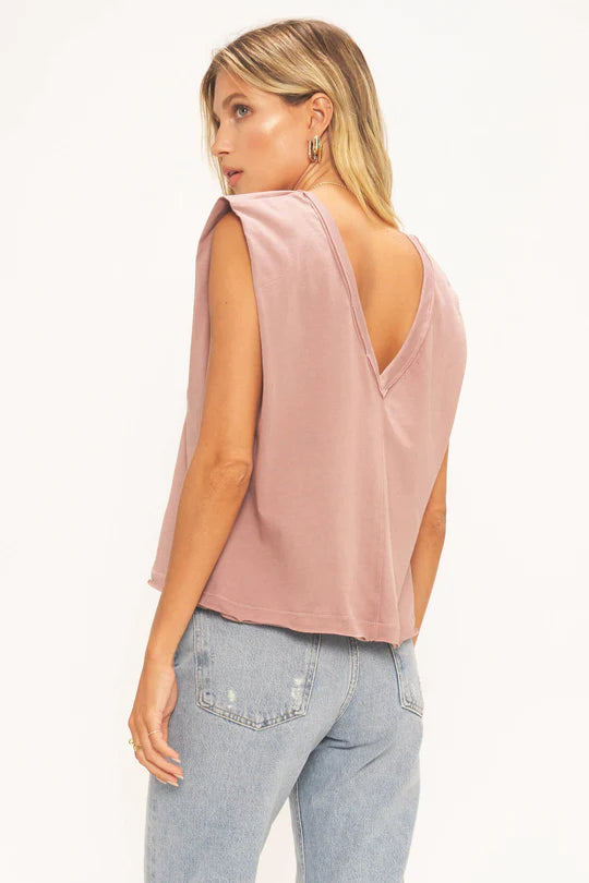 Lexi Exaggerated Shoulder Crop Tank